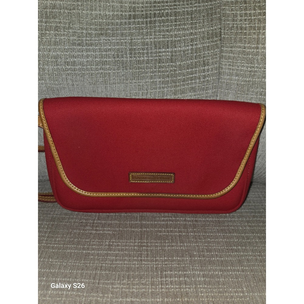 40. Dooney & Bourke Red Canvas Leather Trim Crossbody Bag Made in USA
